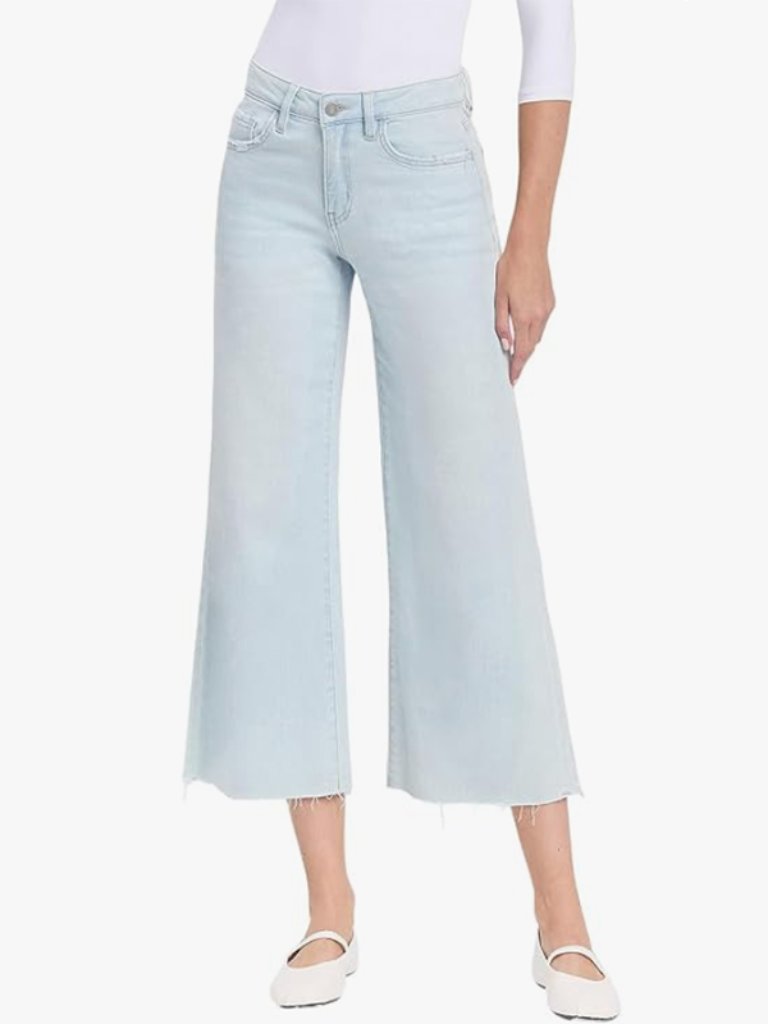 Vervet Crop Wide Leg Raw Hem Jeans